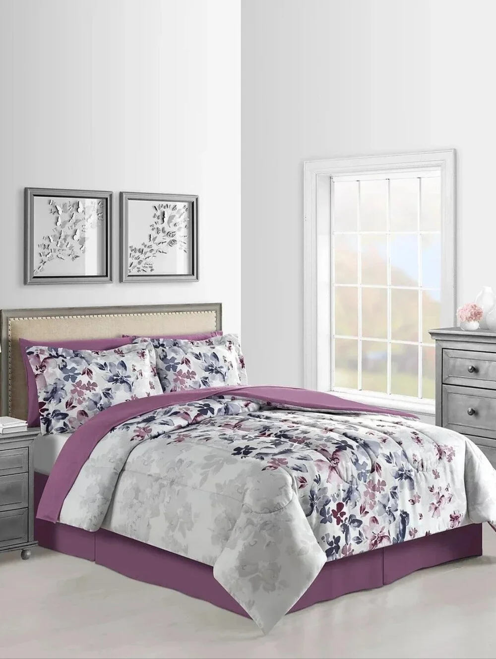 Fairfield Square Collection Monica 8pc Reversible  King Comforter Set Purple